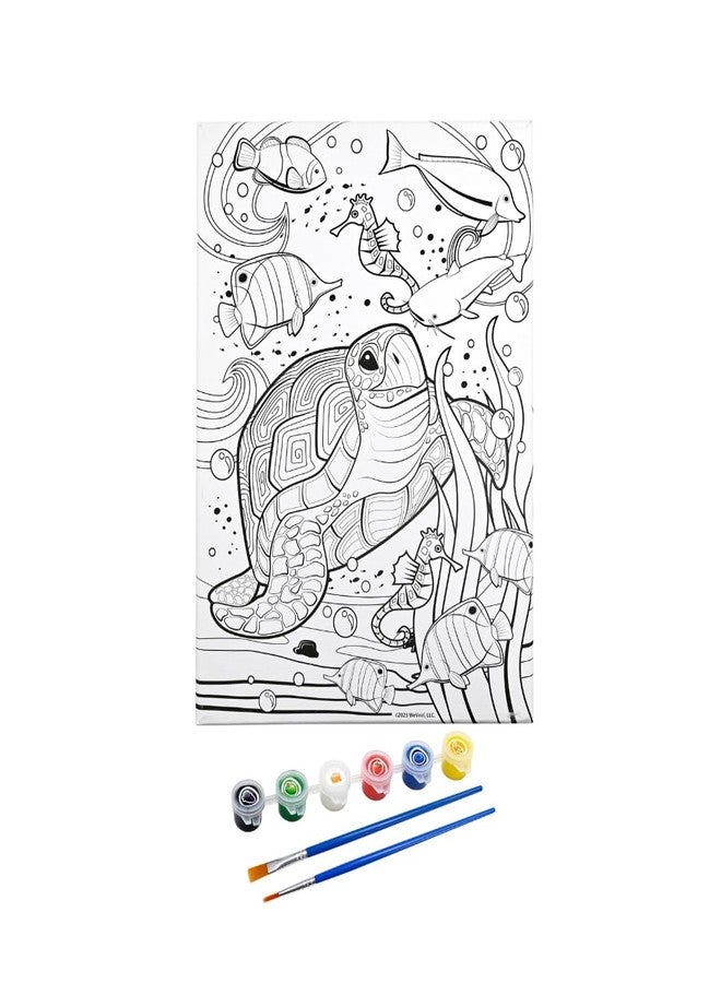 Scentos Canvas Paint Creations Sealife by Fratelli | Pre-Printed Sea Life Theme Canvas Picture, 6 Deliciously Fruity-Scented Paint pots and 2 Brushes - Image 3